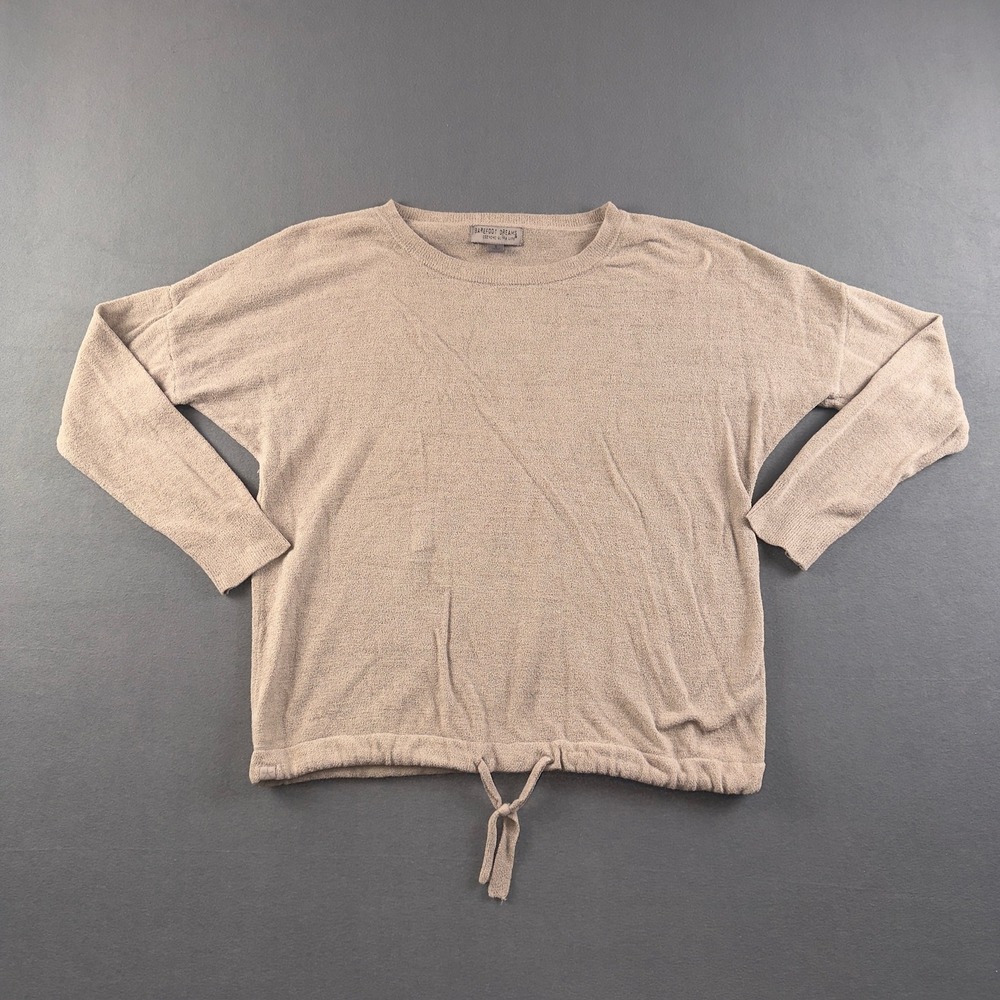 Barefoot Dreams CozyChic Ultra Lite Slouchy Pullover Tan Sweater 495 Small